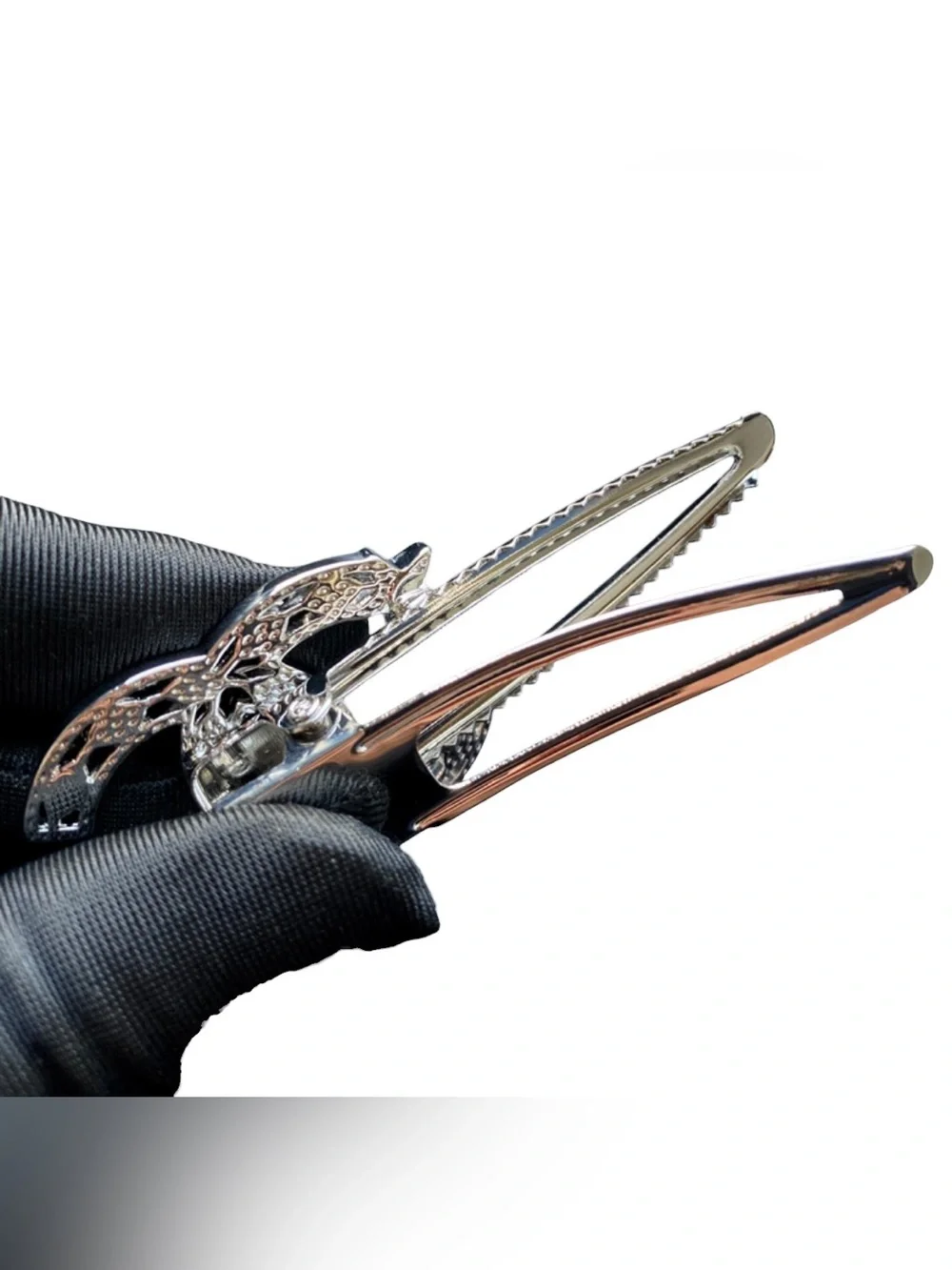 Double C Star ⭐️ Fall Hair Clip Barrette With Crystal Accents set in Silver Tone